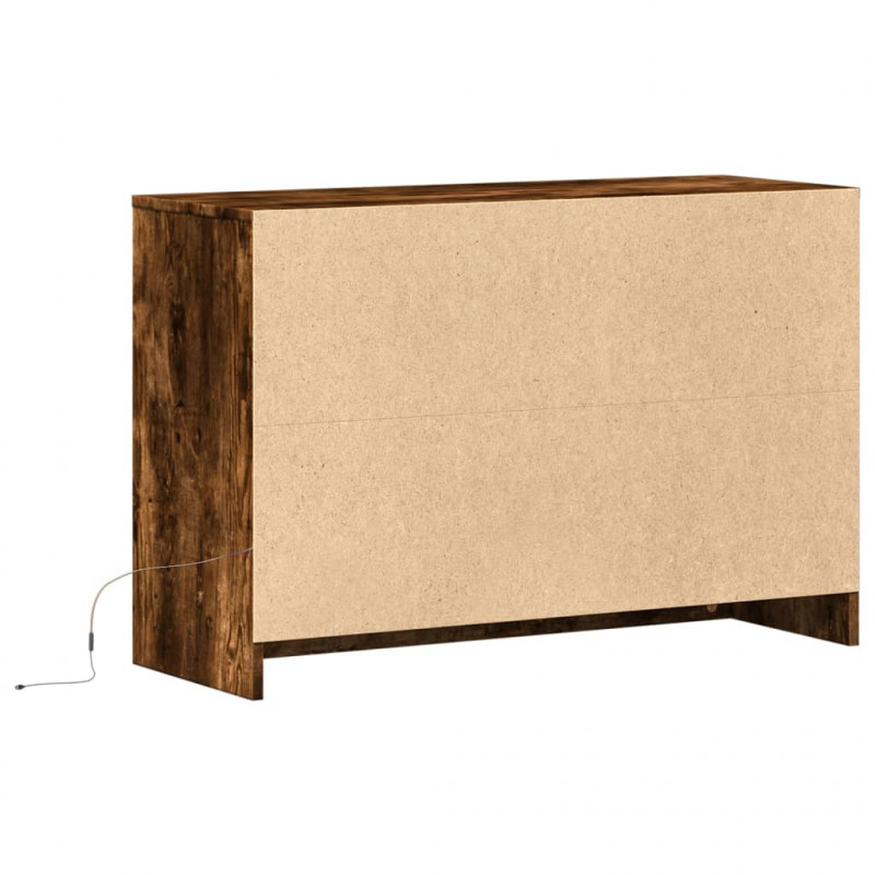 Szafka TV z LED, przydymiony dąb, 91x34x61 cm