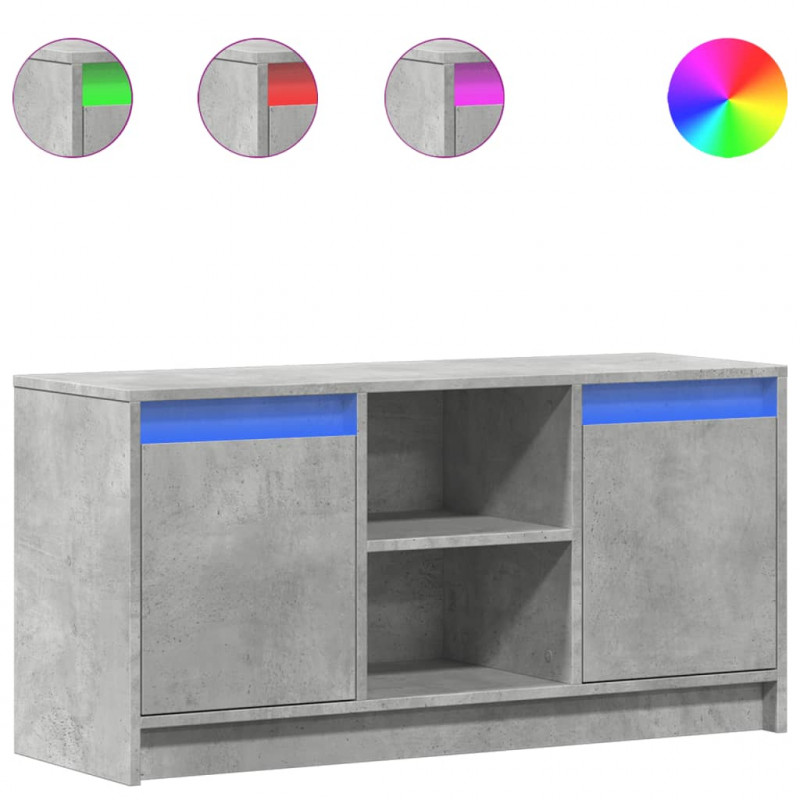Szafka pod TV z LED, szarość betonu, 100x34x50 cm