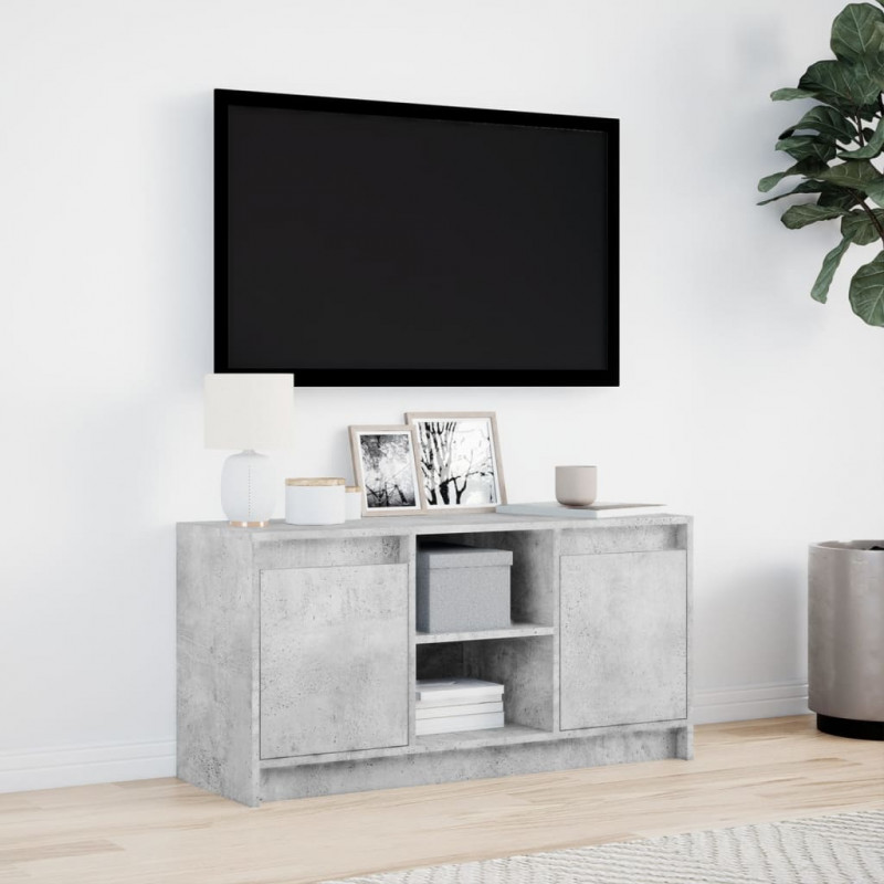 Szafka pod TV z LED, szarość betonu, 100x34x50 cm