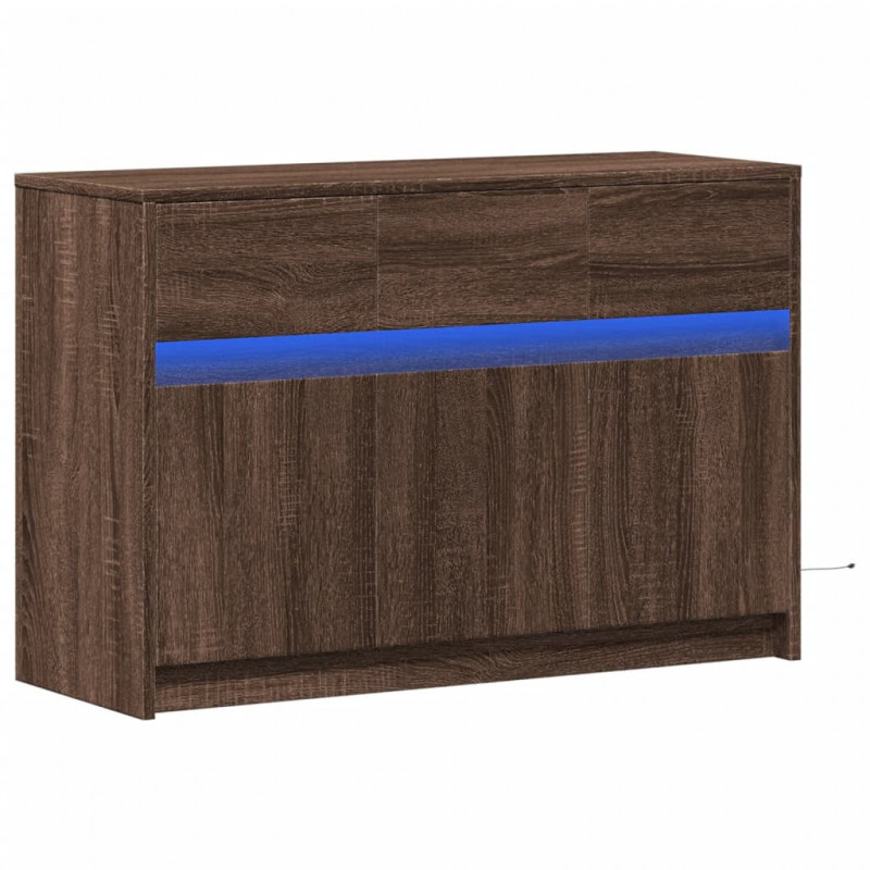 Szafka TV z LED, brązowy dąb, 91x34x61 cm