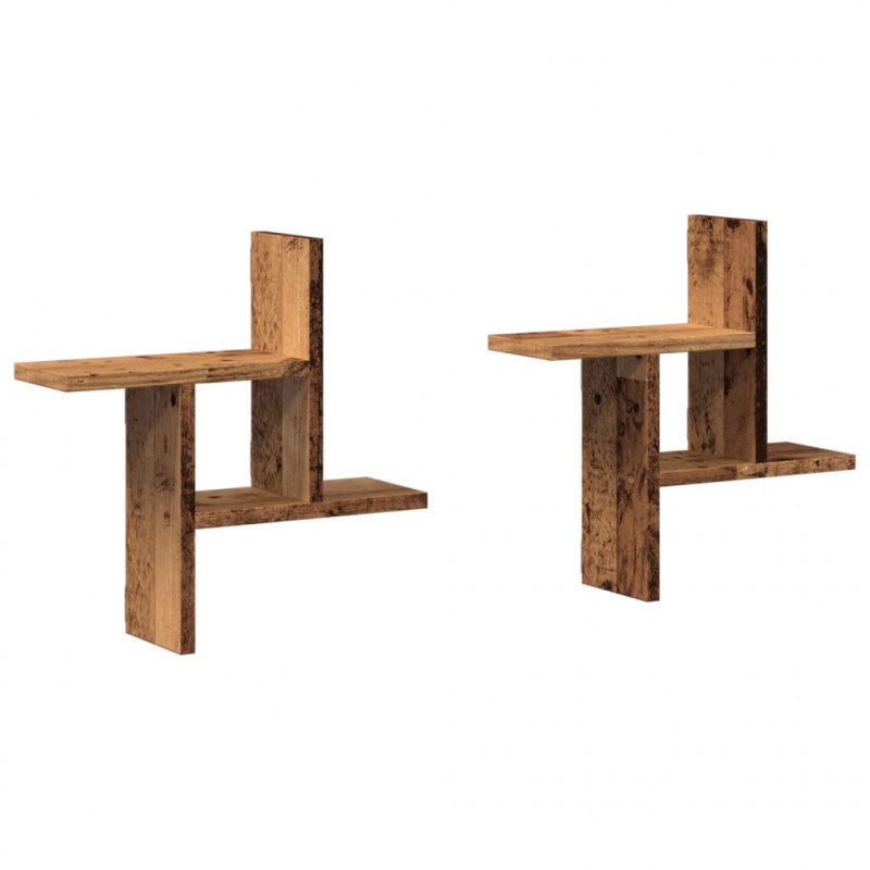 Półki ścienne, 2 szt., stare drewno, 38x12x38 cm