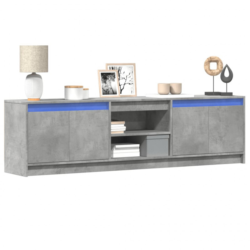 Szafka pod TV z LED, szarość betonu, 180x34x50 cm