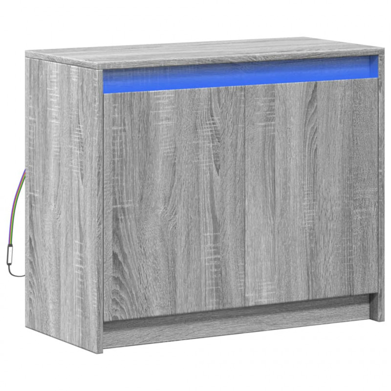 Szafka z LED, szary dąb sonoma, 72x34x61 cm