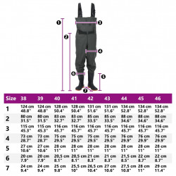 Spodniobuty wędkarskie z paskiem, wysokie, ciemnozielone, 39