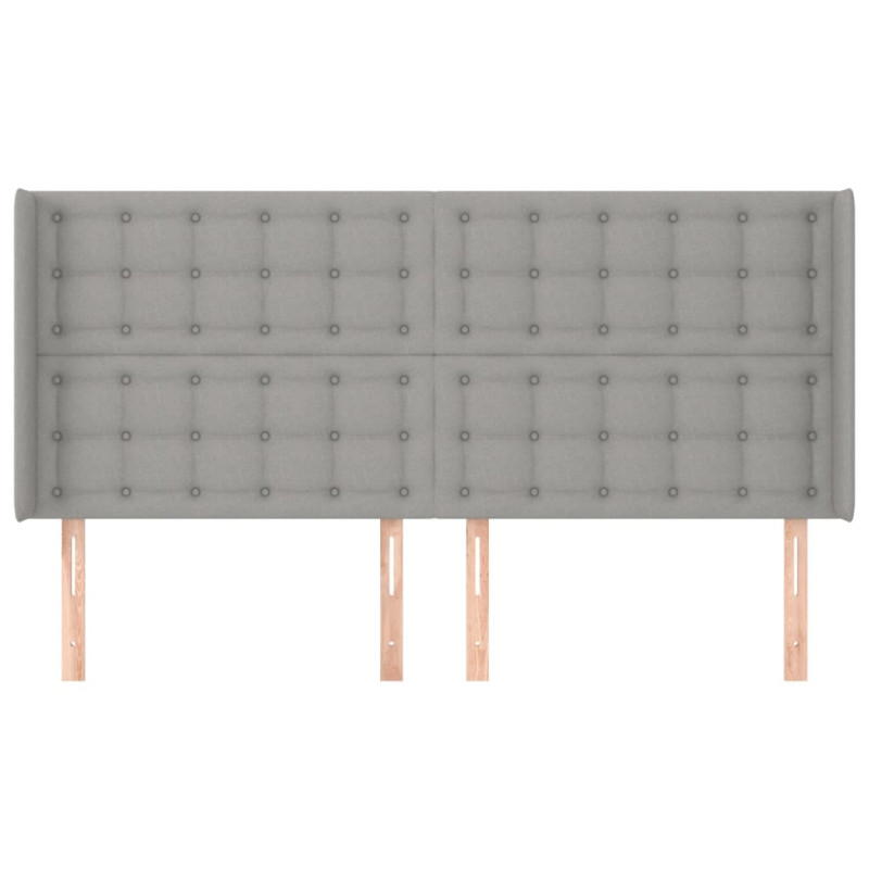 Zagłówek uszak, jasnoszary, 203x16x118/128 cm, tkanina