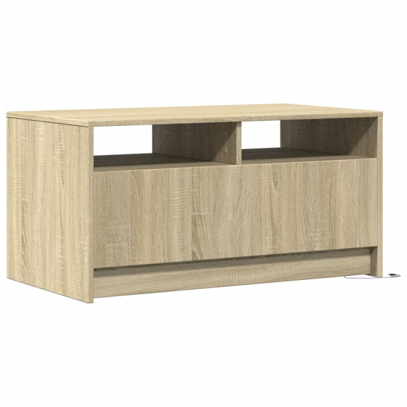 Stolik kawowy z LED, dąb sonoma, materiał drewnopochodny