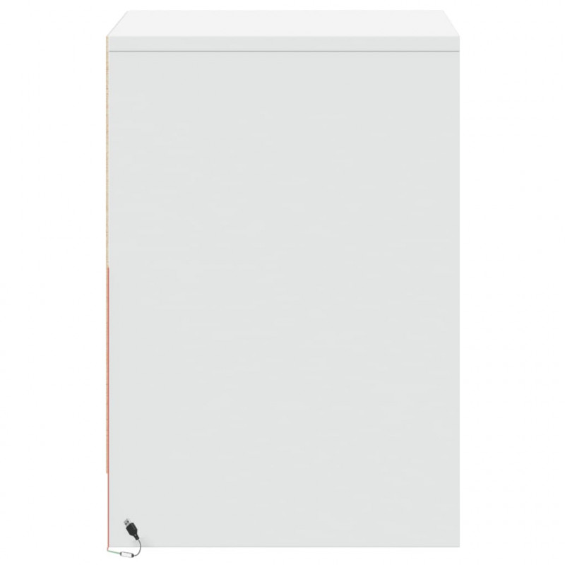 Szafki nocne z LED, 2 szt., białe, materiał drewnopochodny