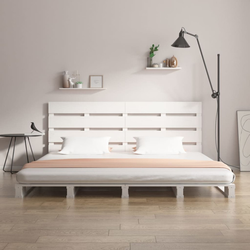 Rama łóżka bez materaca, biała, 140x200 cm, lite drewno sosnowe