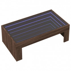 Stolik kawowy z LED Infinity, brązowy dąb, 90x50x30 cm