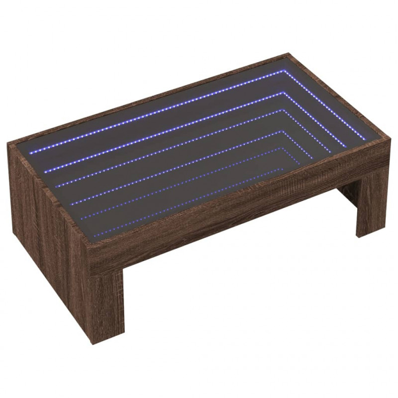 Stolik kawowy z LED Infinity, brązowy dąb, 90x50x30 cm