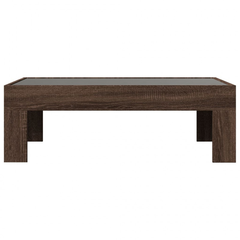 Stolik kawowy z LED Infinity, brązowy dąb, 90x50x30 cm