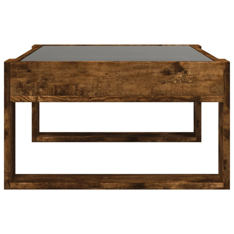 Stolik kawowy z LED Infinity, przydymiony dąb, 70x53x30 cm