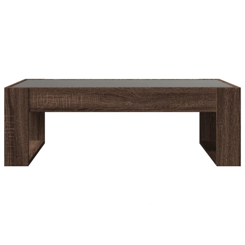 Stolik kawowy z LED Infinity, brązowy dąb, 90x53x30 cm