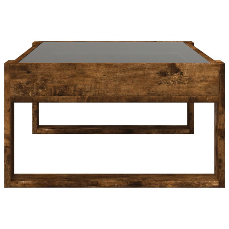 Stolik kawowy z LED Infinity, przydymiony dąb, 90x53x30 cm