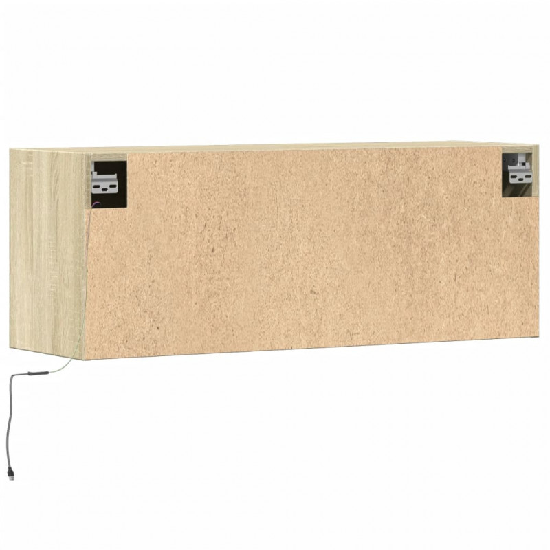 Ścienna szafka TV z LED, dąb sonoma, 100x31x35 cm