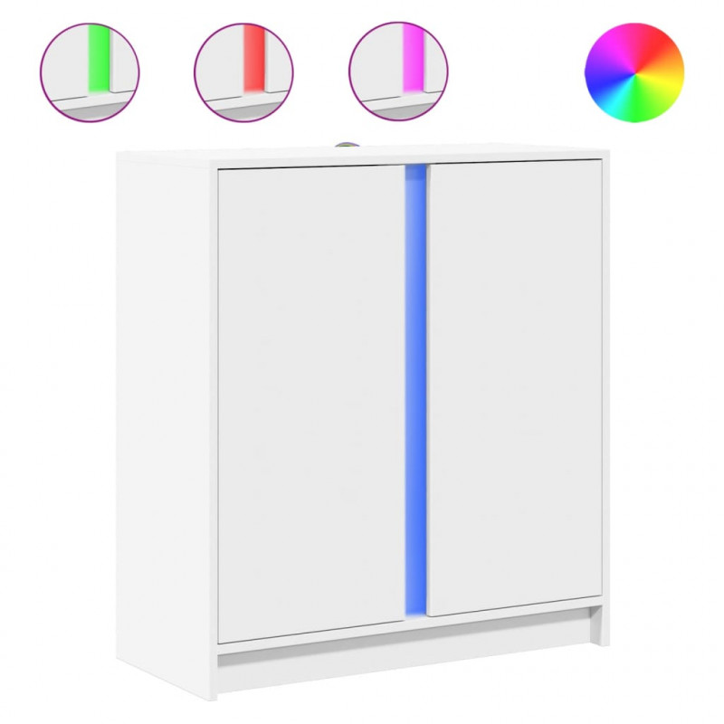Szafka z LED, biała, 77x34x85 cm, materiał drewnopochodny