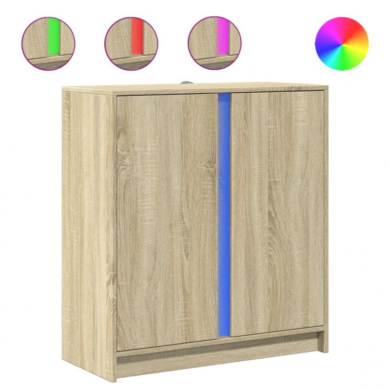 Szafka z LED, dąb sonoma, 77x34x85 cm, materiał drewnopochodny