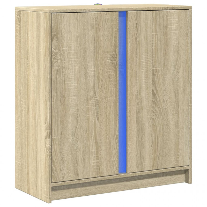 Szafka z LED, dąb sonoma, 77x34x85 cm, materiał drewnopochodny