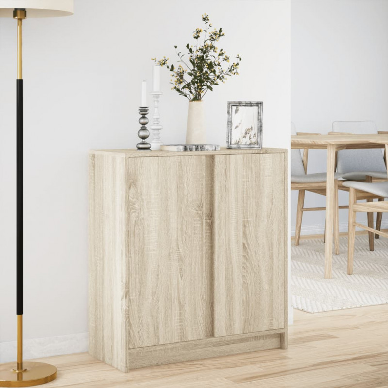 Szafka z LED, dąb sonoma, 77x34x85 cm, materiał drewnopochodny