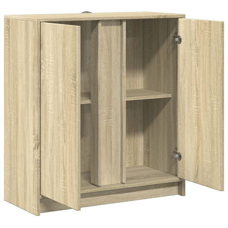 Szafka z LED, dąb sonoma, 77x34x85 cm, materiał drewnopochodny
