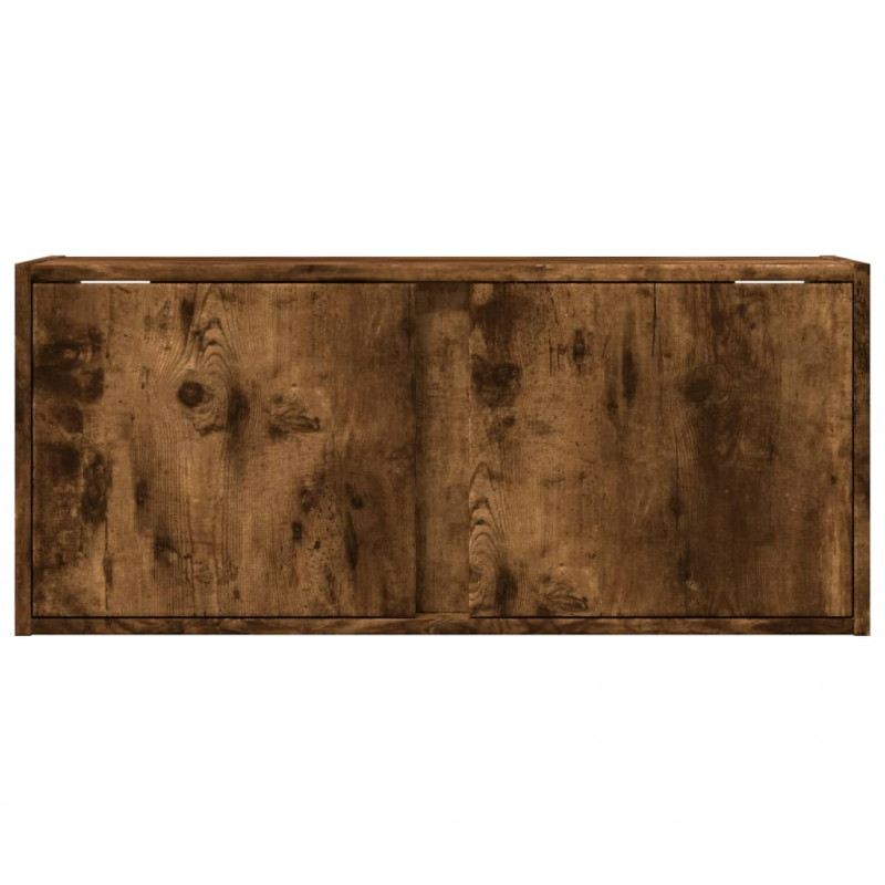 Ścienna szafka TV z LED, przydymiony dąb, 80x31x35 cm