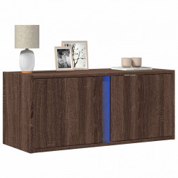 Ścienna szafka TV z LED, brązowy dąb, 80x31x35 cm