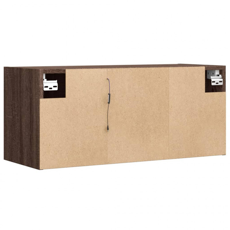 Ścienna szafka TV z LED, brązowy dąb, 80x31x35 cm