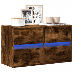 Ścienna szafka TV z LED, przydymiony dąb, 80x31x45 cm