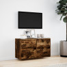 Ścienna szafka TV z LED, przydymiony dąb, 80x31x45 cm