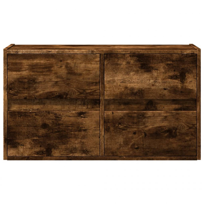 Ścienna szafka TV z LED, przydymiony dąb, 80x31x45 cm