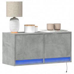 Ścienna szafka TV z LED, szarość betonu, 80x31x35 cm