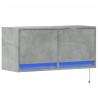 Ścienna szafka TV z LED, szarość betonu, 80x31x35 cm