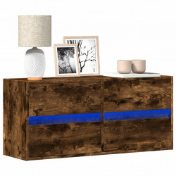 Ścienna szafka TV z LED, przydymiony dąb, 100x31x45 cm
