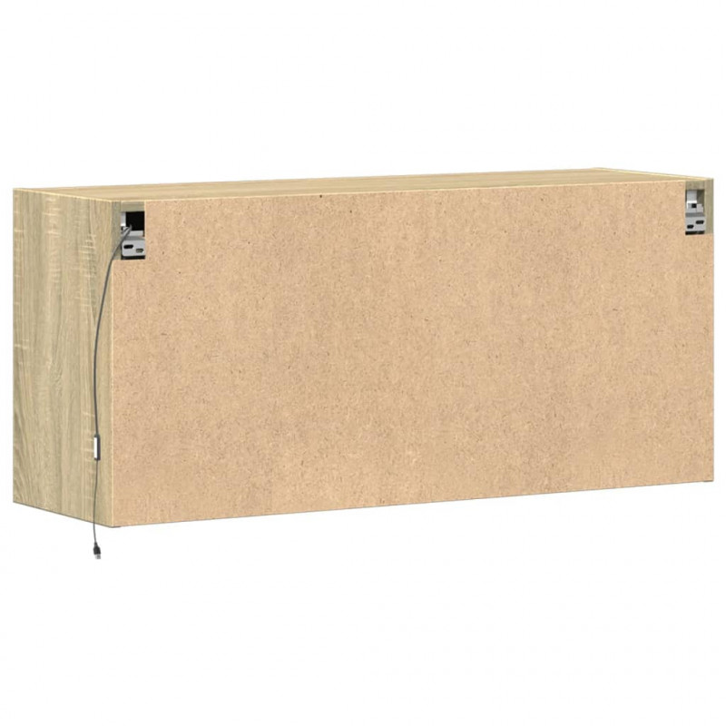 Ścienna szafka TV z LED, dąb sonoma, 100x31x45 cm