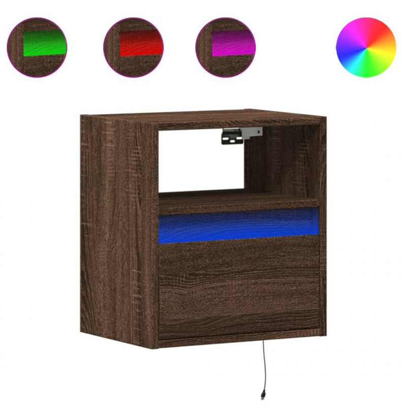 Ścienne szafki TV z LED, 2 szt., brązowy dąb, 41x31x45 cm