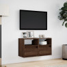 Ścienne szafki TV z LED, 2 szt., brązowy dąb, 41x31x45 cm