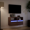 Ścienne szafki TV z LED, 2 szt., brązowy dąb, 41x31x45 cm