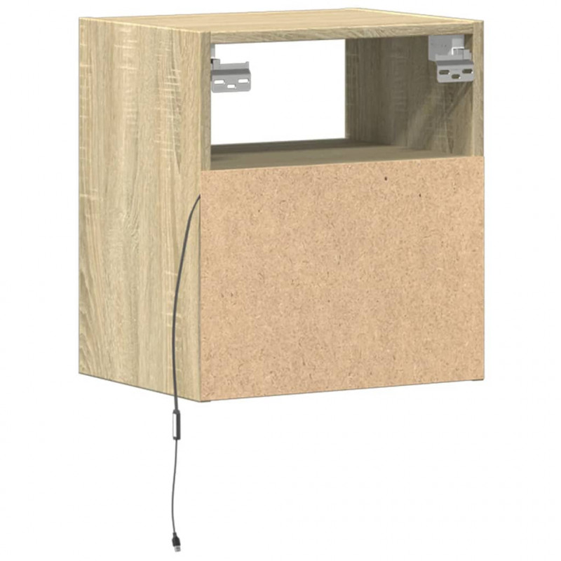 Ścienne szafki TV z LED, 2 szt., dąb sonoma, 41x31x45 cm