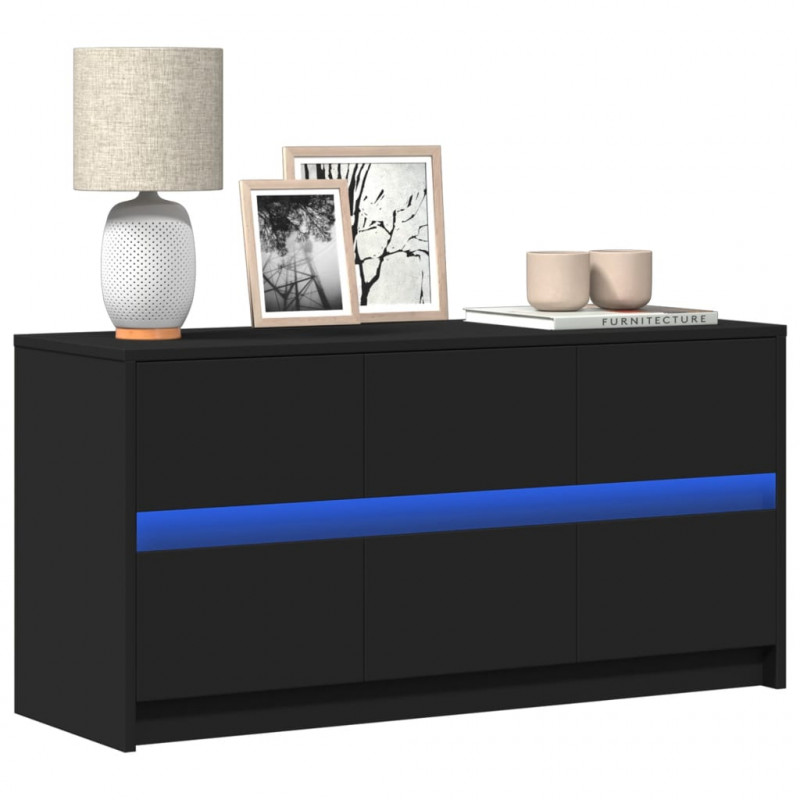 Szafka TV z LED, czarna, 100x34x50 cm, materiał drewnopochodny