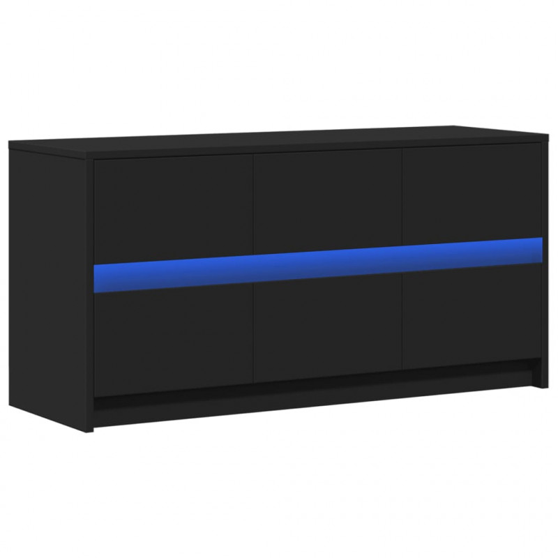 Szafka TV z LED, czarna, 100x34x50 cm, materiał drewnopochodny