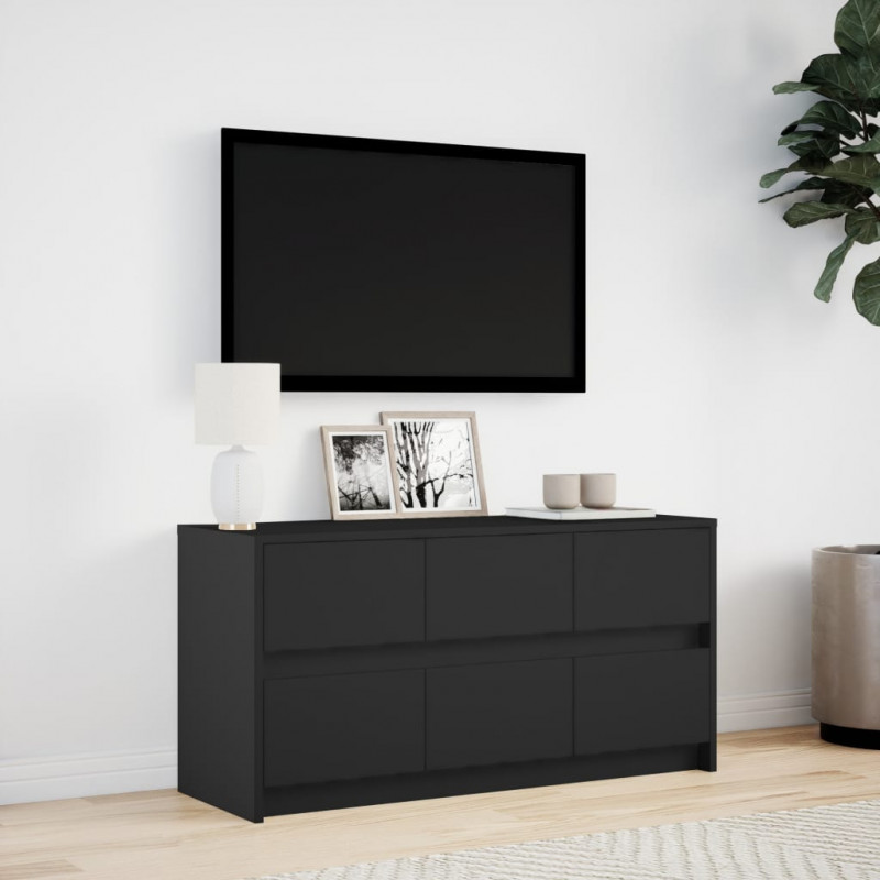 Szafka TV z LED, czarna, 100x34x50 cm, materiał drewnopochodny
