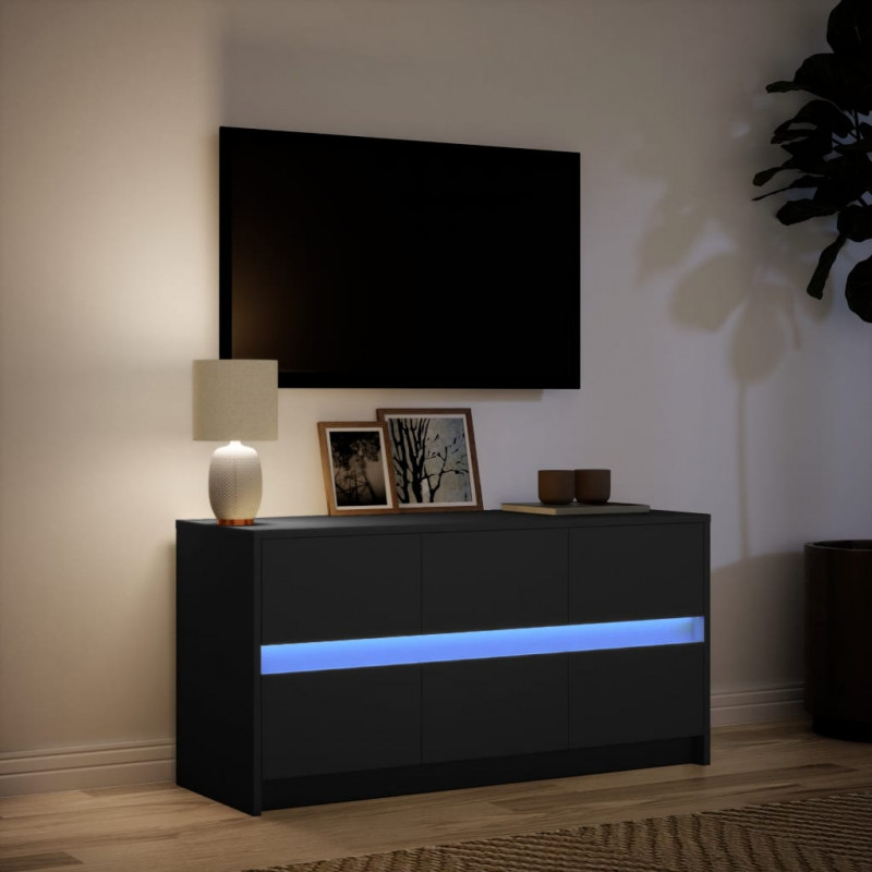 Szafka TV z LED, czarna, 100x34x50 cm, materiał drewnopochodny