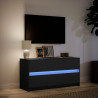 Szafka TV z LED, czarna, 100x34x50 cm, materiał drewnopochodny