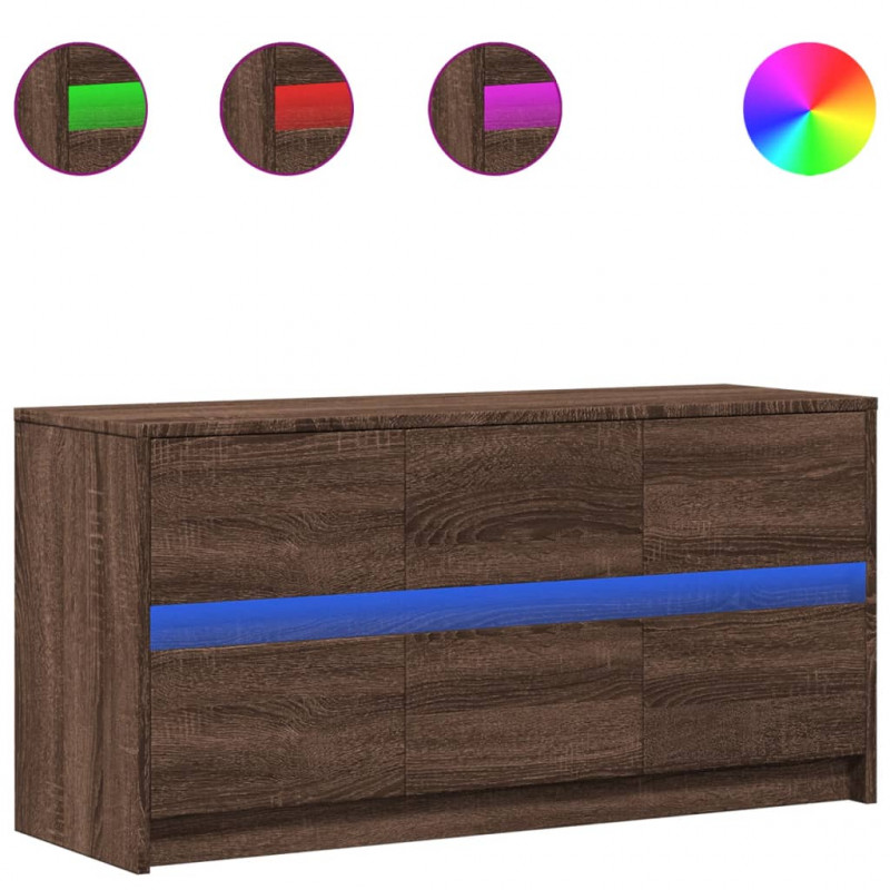 Szafka pod TV z LED, brązowy dąb, 100x34x50 cm
