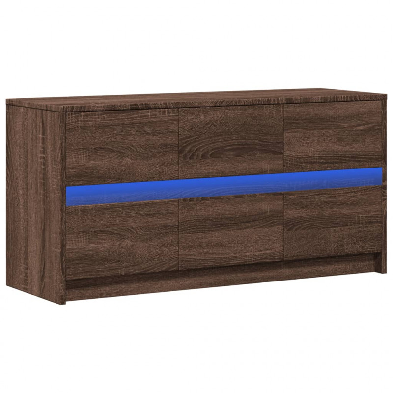 Szafka pod TV z LED, brązowy dąb, 100x34x50 cm