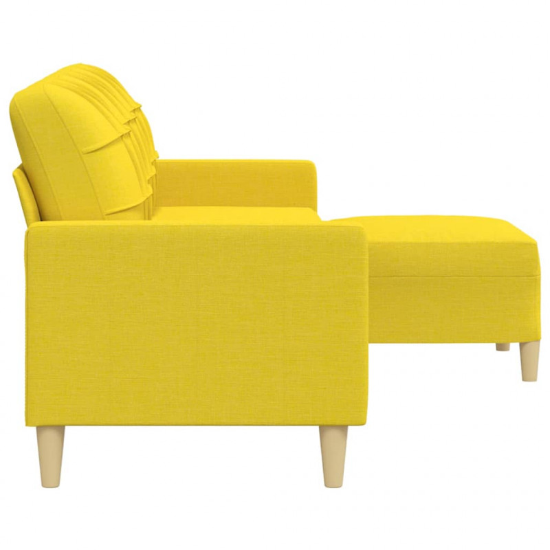 Sofa 3-osobowa, jasnożółta, 210 cm, tapicerowana tkaniną