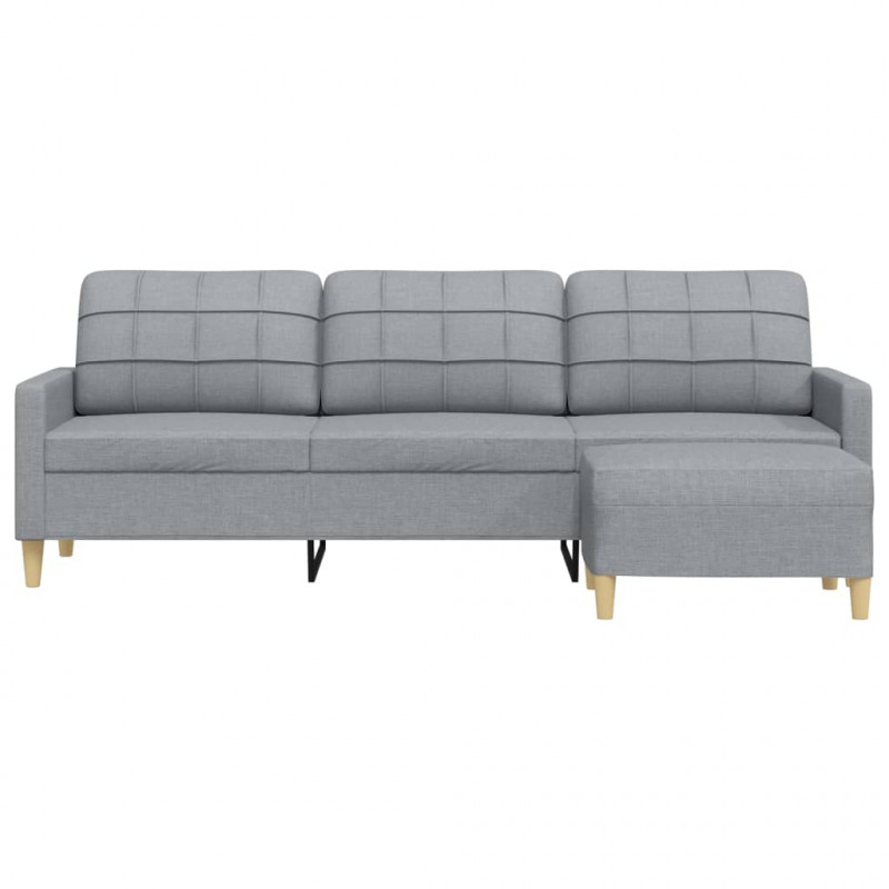 3-osobowa sofa z podnóżkiem, jasnoszary, 210 cm, tkaniną