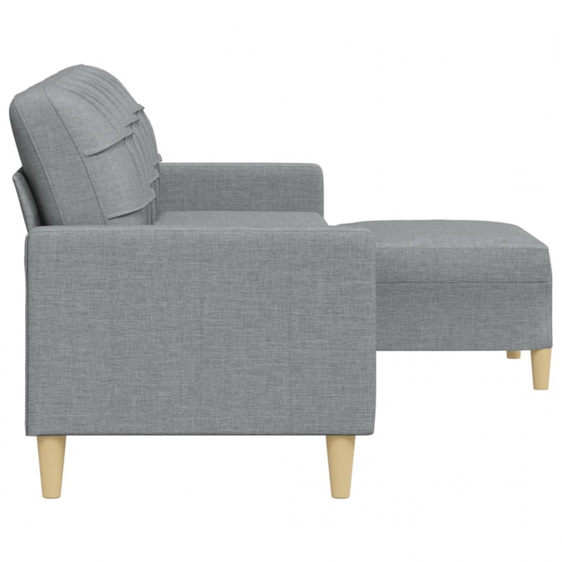 3-osobowa sofa z podnóżkiem, jasnoszary, 210 cm, tkaniną