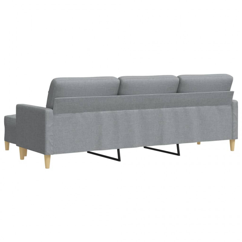 3-osobowa sofa z podnóżkiem, jasnoszary, 210 cm, tkaniną