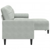 3-osobowa sofa z podnóżkiem, jasnoszary, 210 cm, aksamit